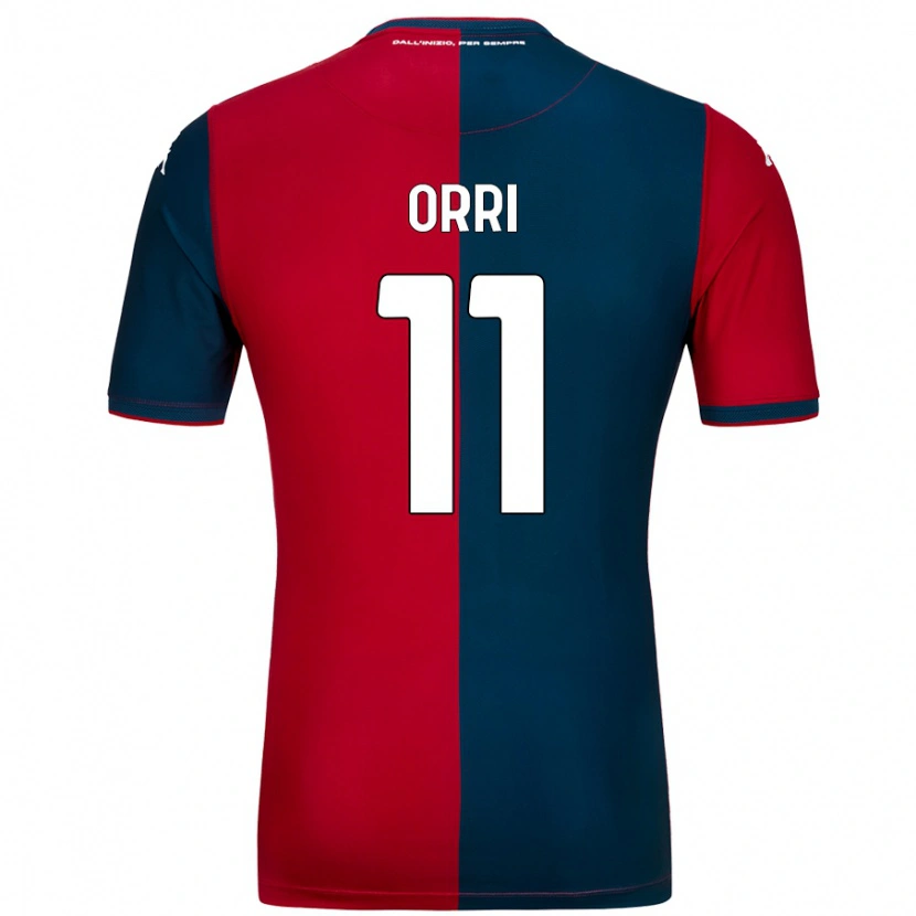 Danxen Børn Ágúst Orri Thorsteinsson #11 Rød Mørkeblå Hjemmebane Spillertrøjer 2024/25 Trøje T-Shirt