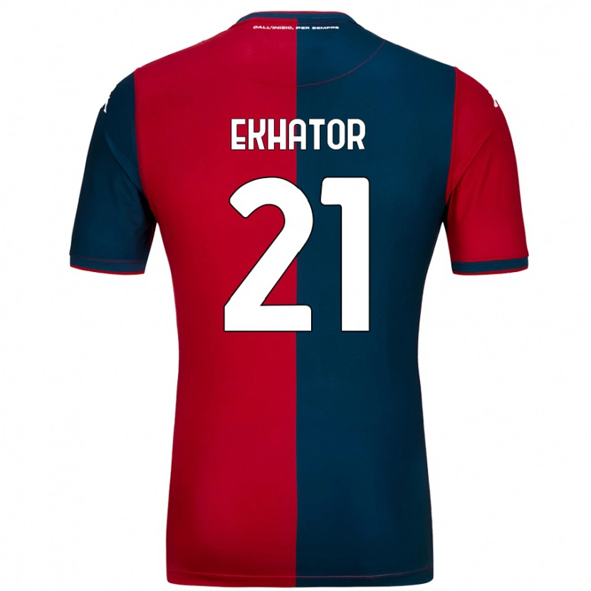Danxen Børn Jeff Ekhator #21 Rød Mørkeblå Hjemmebane Spillertrøjer 2024/25 Trøje T-Shirt