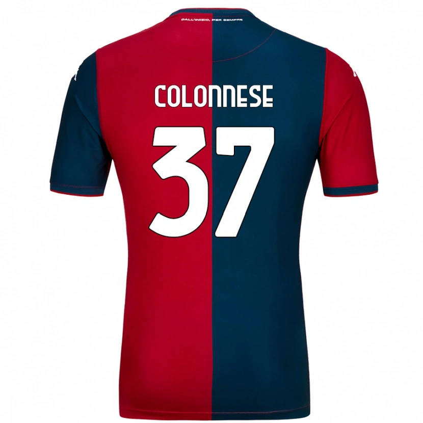 Danxen Børn Lorenzo Colonnese #37 Rød Mørkeblå Hjemmebane Spillertrøjer 2024/25 Trøje T-Shirt
