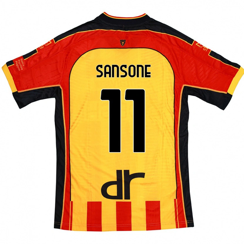 Danxen Børn Nicola Sansone #11 Gul Rød Hjemmebane Spillertrøjer 2024/25 Trøje T-Shirt