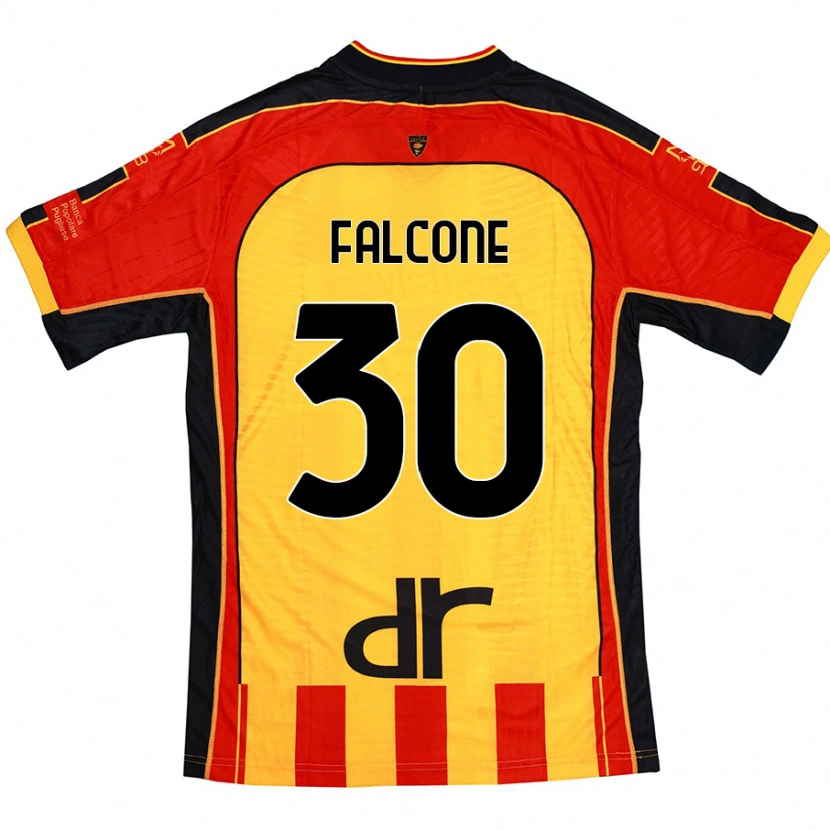 Danxen Børn Wladimiro Falcone #30 Gul Rød Hjemmebane Spillertrøjer 2024/25 Trøje T-Shirt