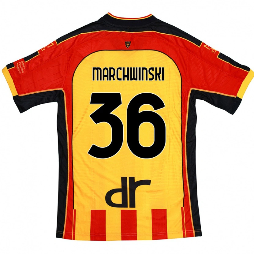 Danxen Børn Filip Marchwinski #36 Gul Rød Hjemmebane Spillertrøjer 2024/25 Trøje T-Shirt