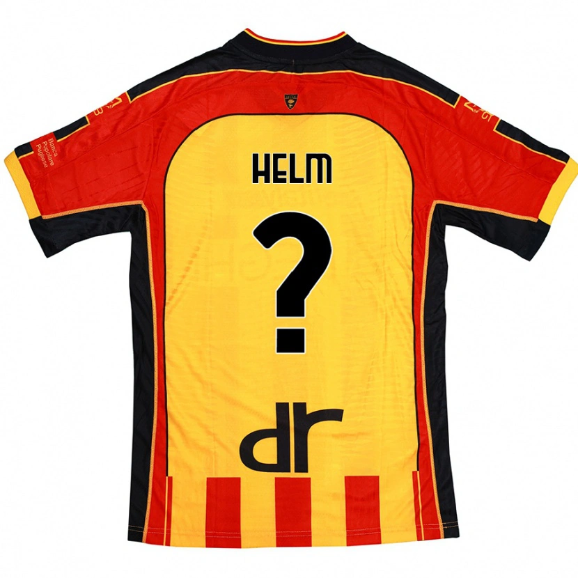 Danxen Børn Adrian Helm #0 Gul Rød Hjemmebane Spillertrøjer 2024/25 Trøje T-Shirt