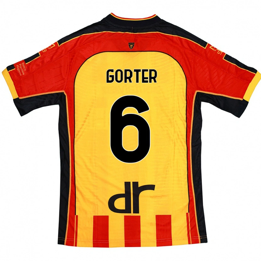 Danxen Børn Olaf Gorter #6 Gul Rød Hjemmebane Spillertrøjer 2024/25 Trøje T-Shirt