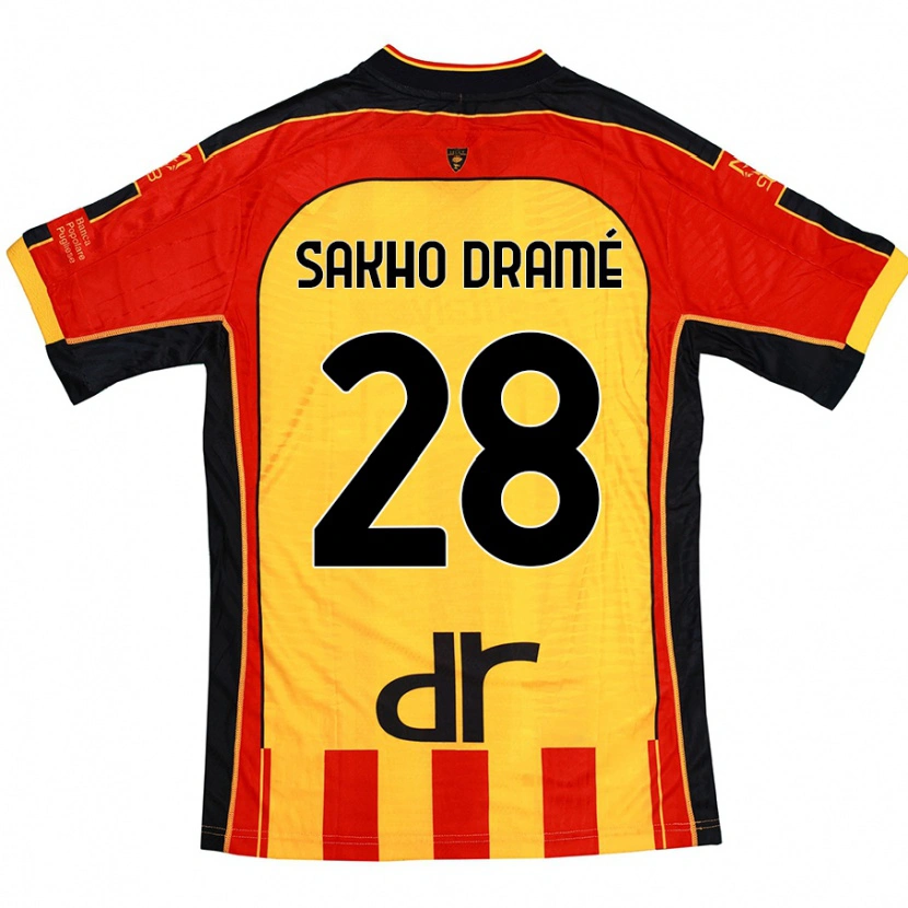 Danxen Børn Samba Sakho Dramé #28 Gul Rød Hjemmebane Spillertrøjer 2024/25 Trøje T-Shirt