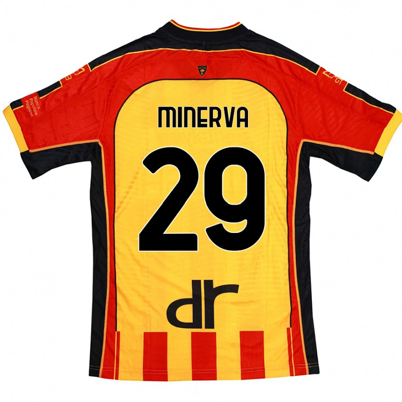 Danxen Børn Francesco Minerva #29 Gul Rød Hjemmebane Spillertrøjer 2024/25 Trøje T-Shirt