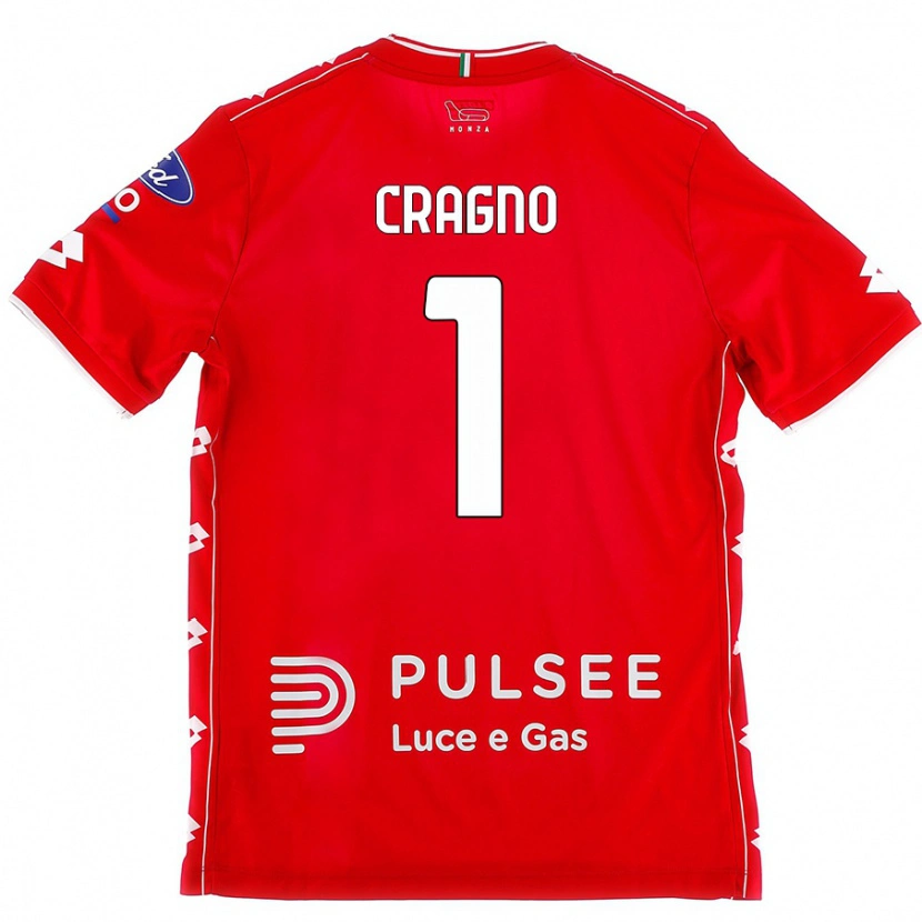 Danxen Børn Alessio Cragno #1 Rød Hvid Hjemmebane Spillertrøjer 2024/25 Trøje T-Shirt