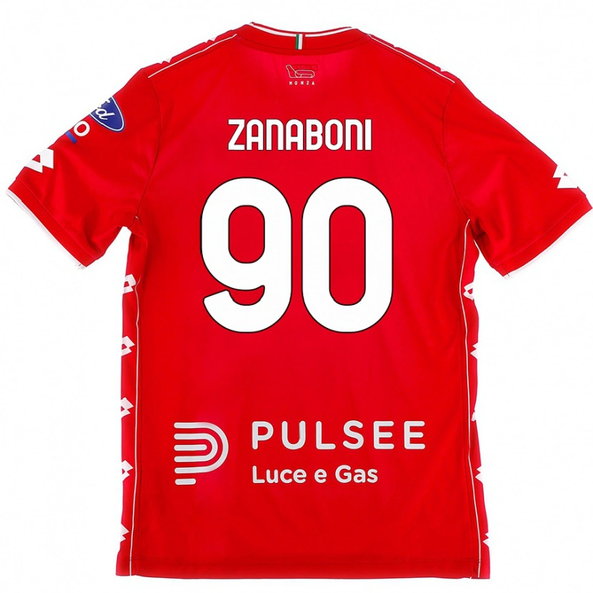 Danxen Børn Emanuele Zanaboni #90 Rød Hvid Hjemmebane Spillertrøjer 2024/25 Trøje T-Shirt