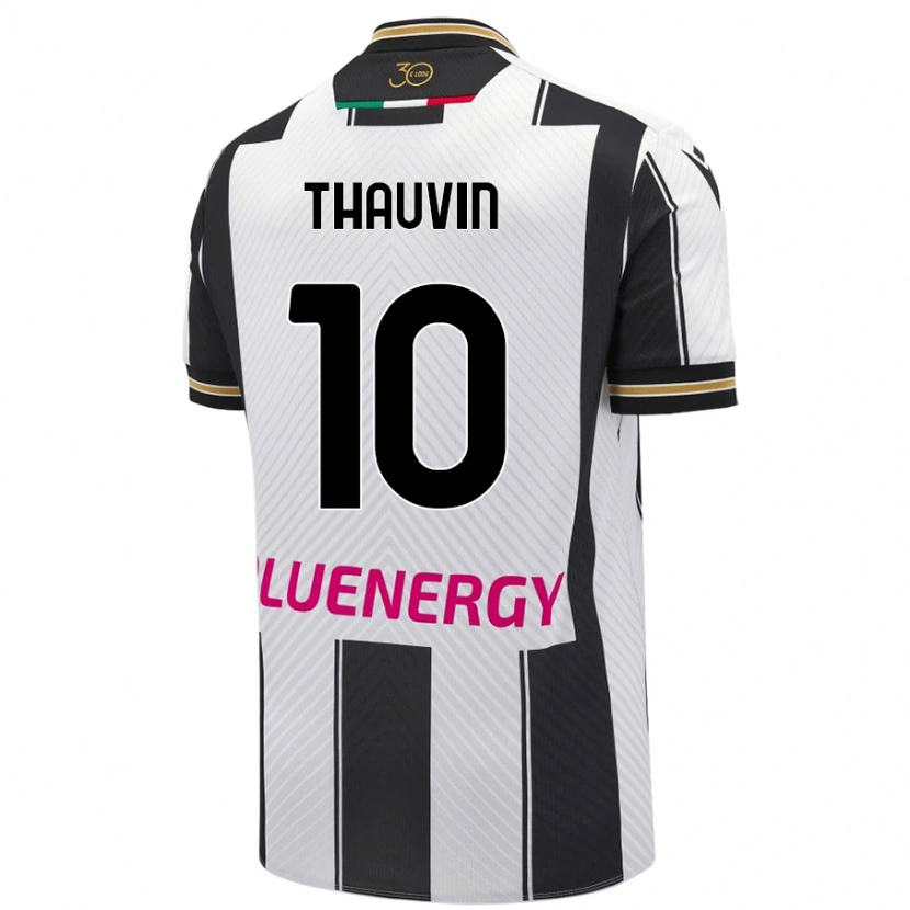 Danxen Børn Florian Thauvin #10 Hvid Sort Hjemmebane Spillertrøjer 2024/25 Trøje T-Shirt