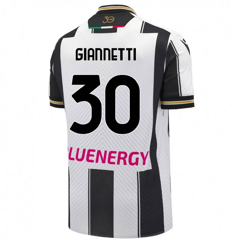 Danxen Børn Lautaro Giannetti #30 Hvid Sort Hjemmebane Spillertrøjer 2024/25 Trøje T-Shirt