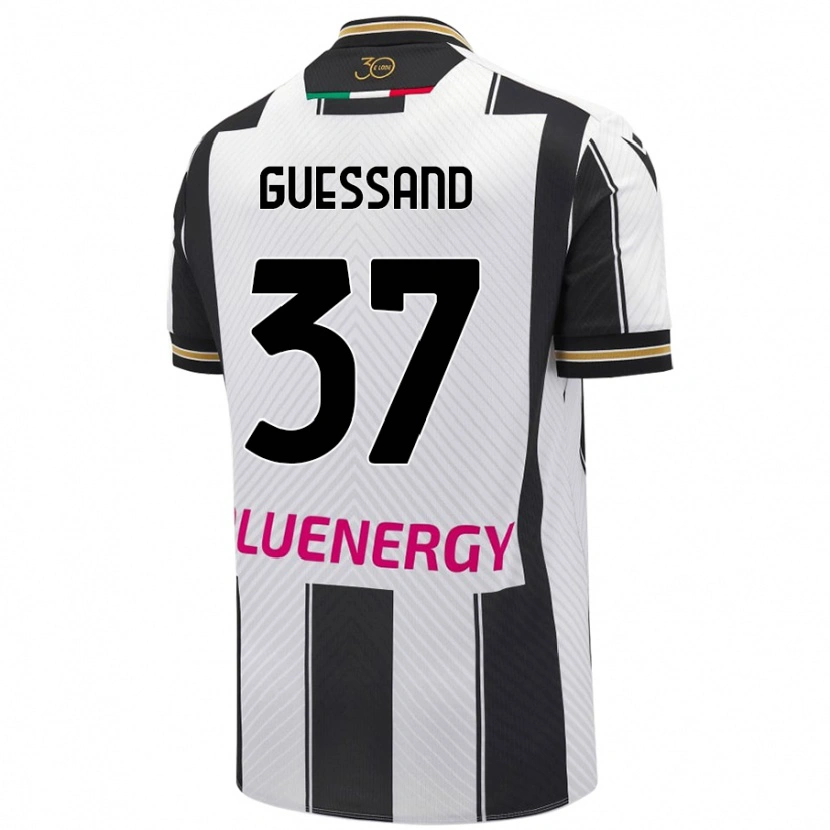 Danxen Børn Axel Guessand #37 Hvid Sort Hjemmebane Spillertrøjer 2024/25 Trøje T-Shirt