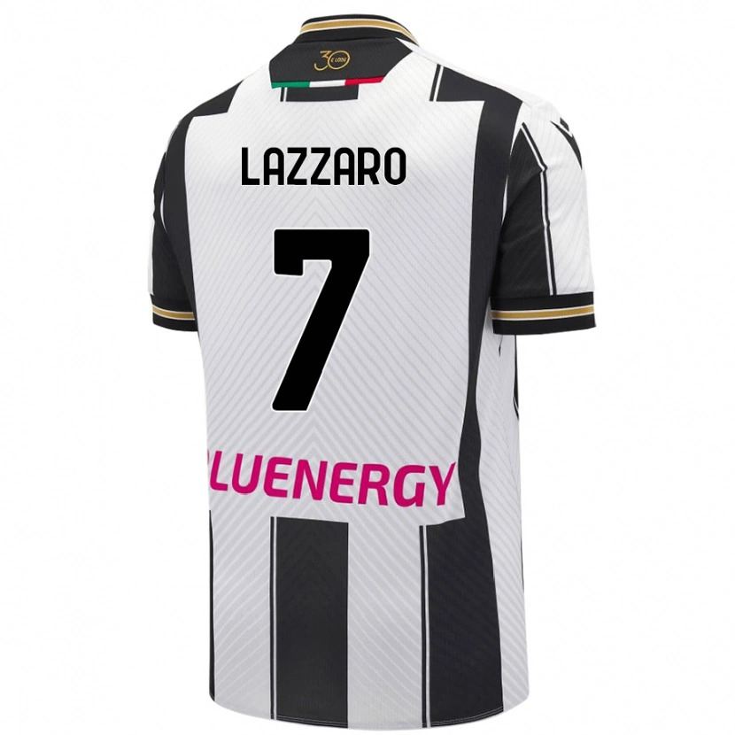 Danxen Børn Davide Lazzaro #7 Hvid Sort Hjemmebane Spillertrøjer 2024/25 Trøje T-Shirt