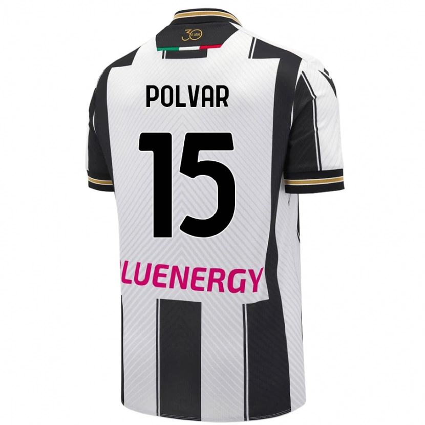 Danxen Børn Francesco Polvar #15 Hvid Sort Hjemmebane Spillertrøjer 2024/25 Trøje T-Shirt