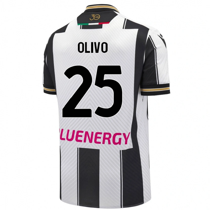 Danxen Børn Gioele Olivo #25 Hvid Sort Hjemmebane Spillertrøjer 2024/25 Trøje T-Shirt