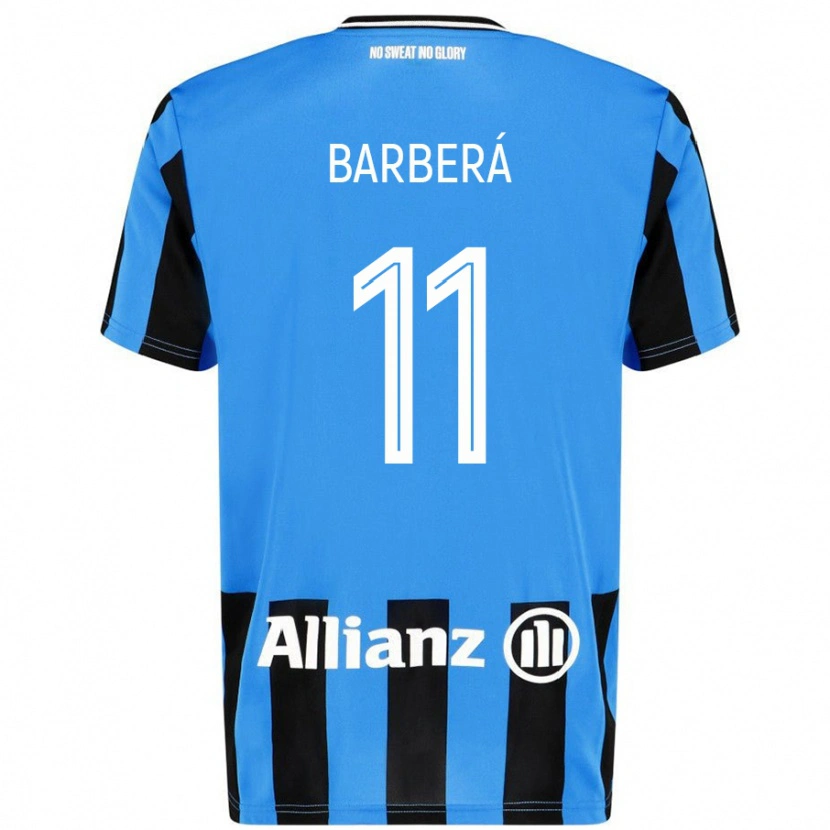 Danxen Børn Víctor Barberá #11 Himmelblå Sort Hjemmebane Spillertrøjer 2024/25 Trøje T-Shirt