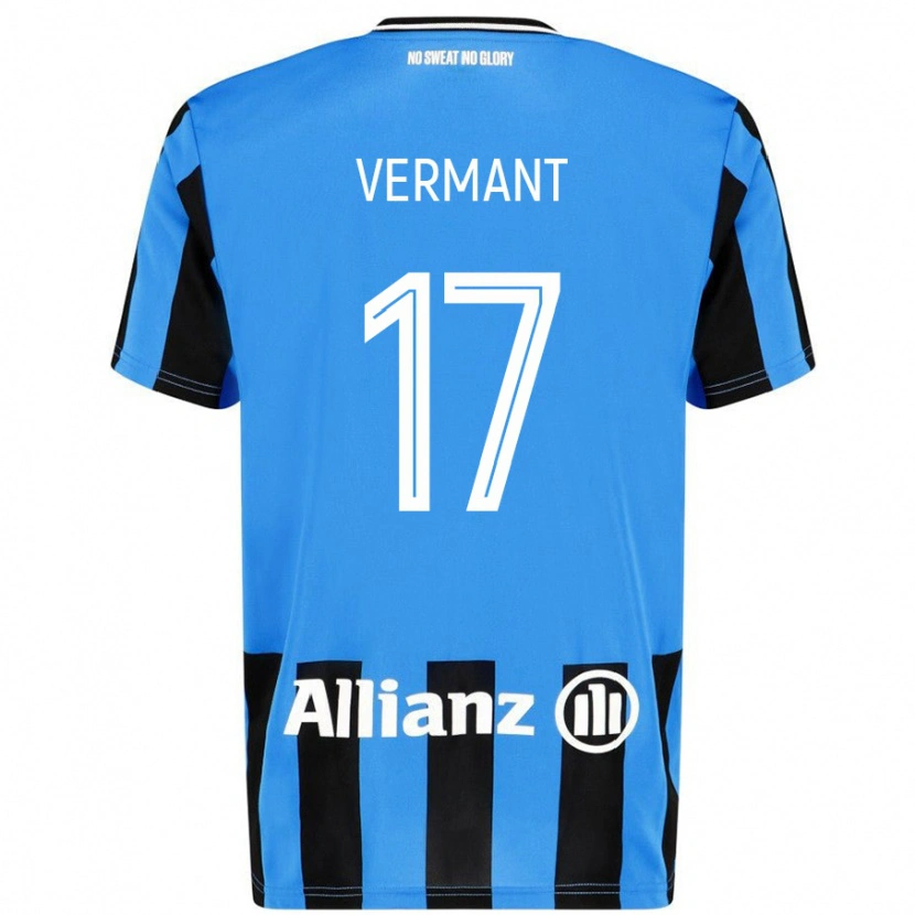 Danxen Børn Romeo Vermant #17 Himmelblå Sort Hjemmebane Spillertrøjer 2024/25 Trøje T-Shirt