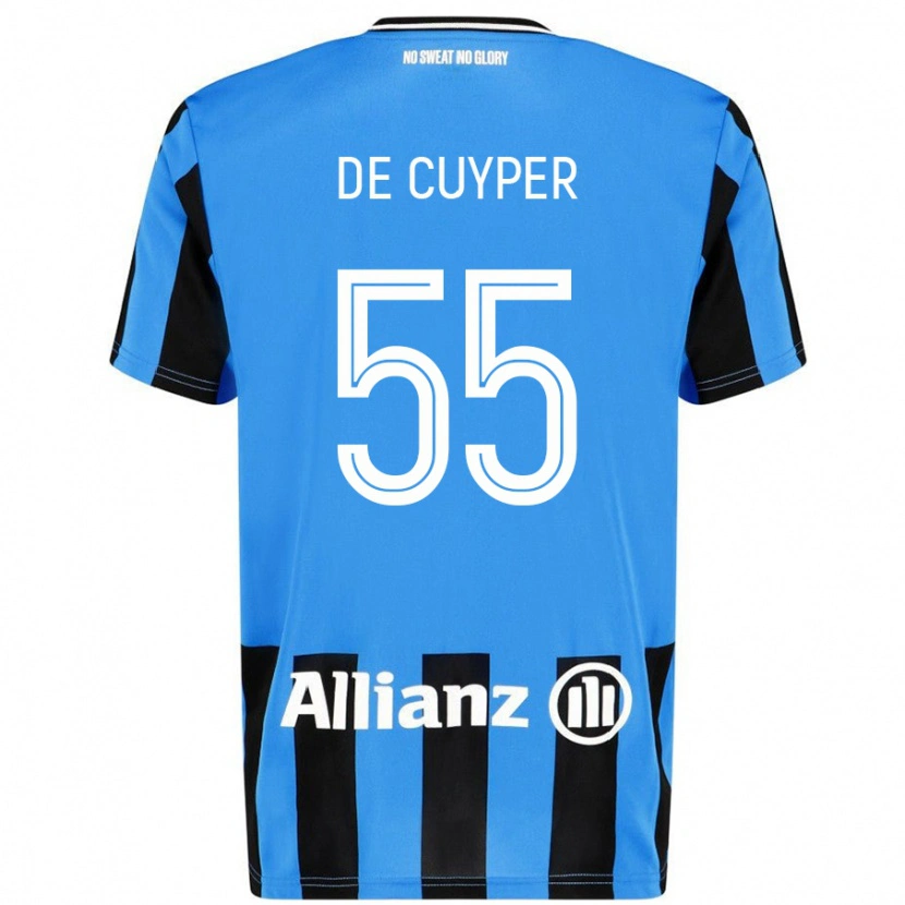 Danxen Børn Maxim De Cuyper #55 Himmelblå Sort Hjemmebane Spillertrøjer 2024/25 Trøje T-Shirt
