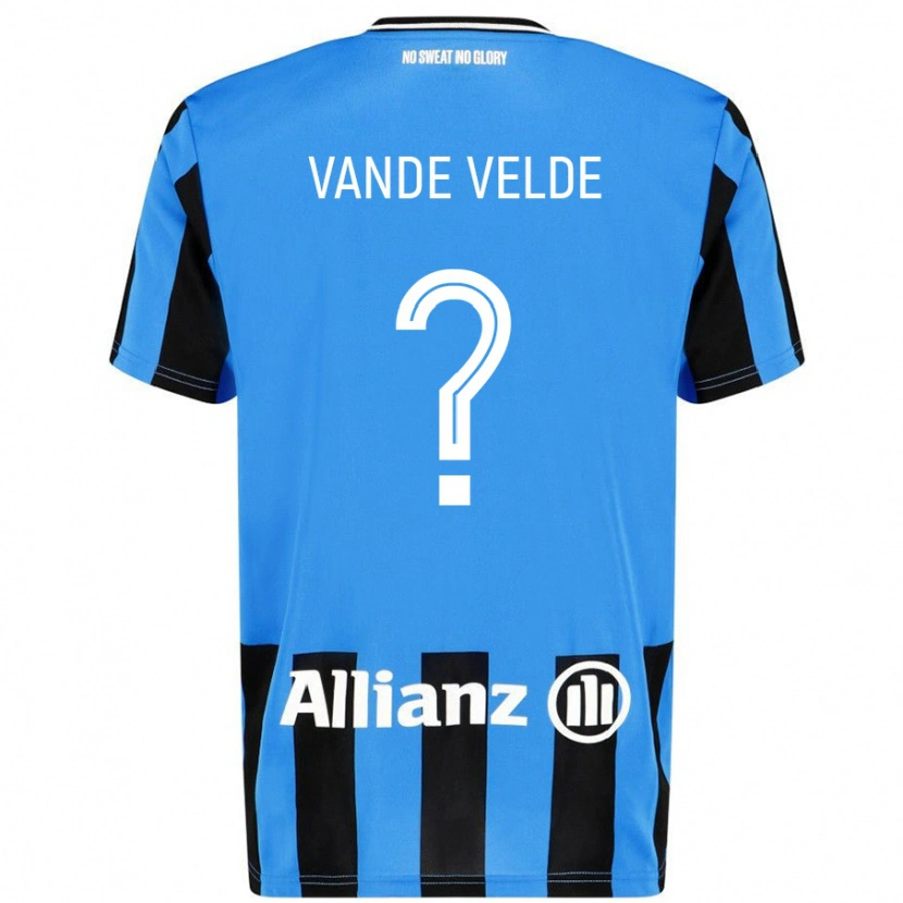 Danxen Børn Chloé Vande Velde #0 Himmelblå Sort Hjemmebane Spillertrøjer 2024/25 Trøje T-Shirt