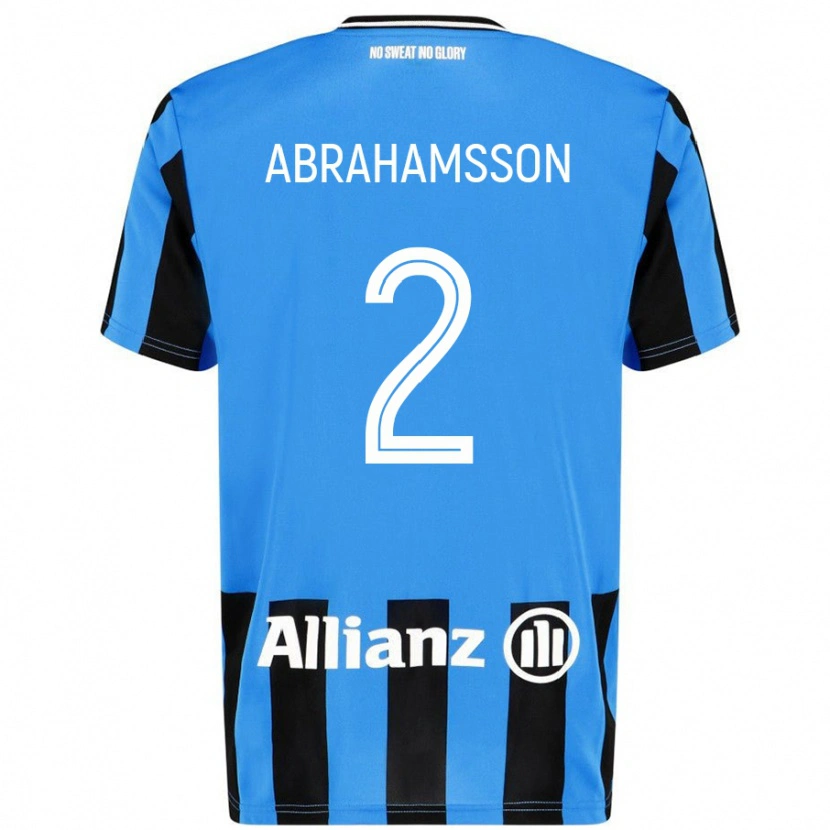 Danxen Børn Sejde Abrahamsson #2 Himmelblå Sort Hjemmebane Spillertrøjer 2024/25 Trøje T-Shirt