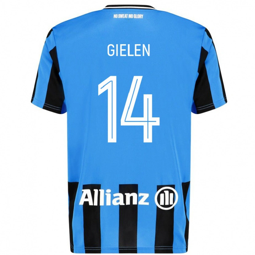 Danxen Børn Sterre Gielen #14 Himmelblå Sort Hjemmebane Spillertrøjer 2024/25 Trøje T-Shirt