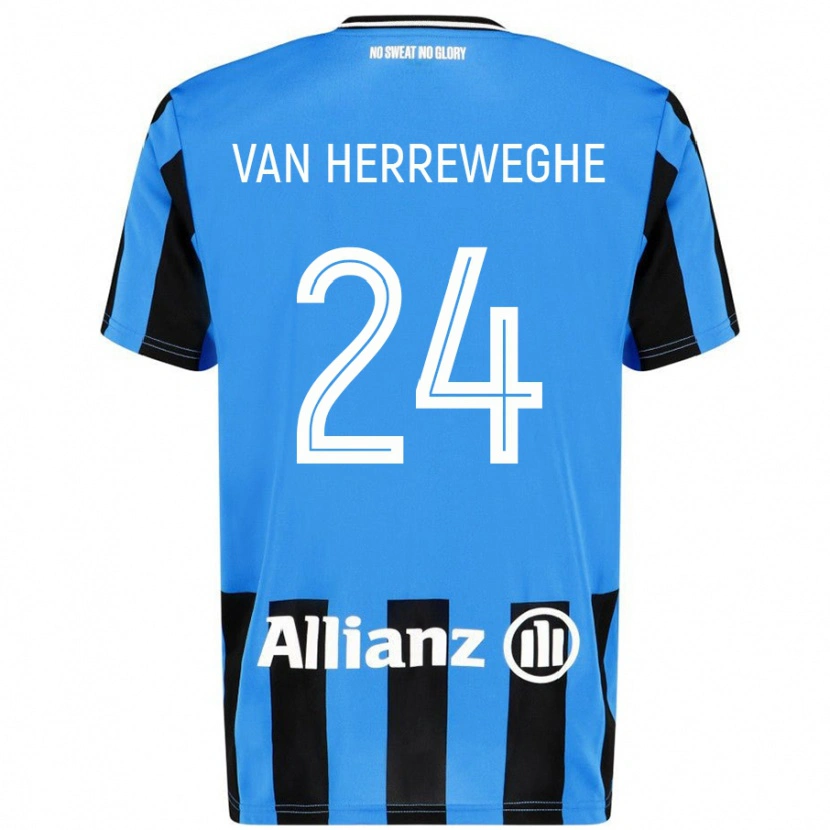 Danxen Børn Febe Van Herreweghe #24 Himmelblå Sort Hjemmebane Spillertrøjer 2024/25 Trøje T-Shirt