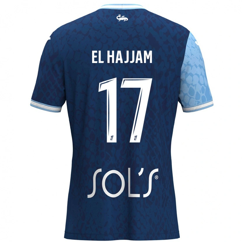 Danxen Børn Oualid El Hajjam #17 Himmelblå Mørkeblå Hjemmebane Spillertrøjer 2024/25 Trøje T-Shirt