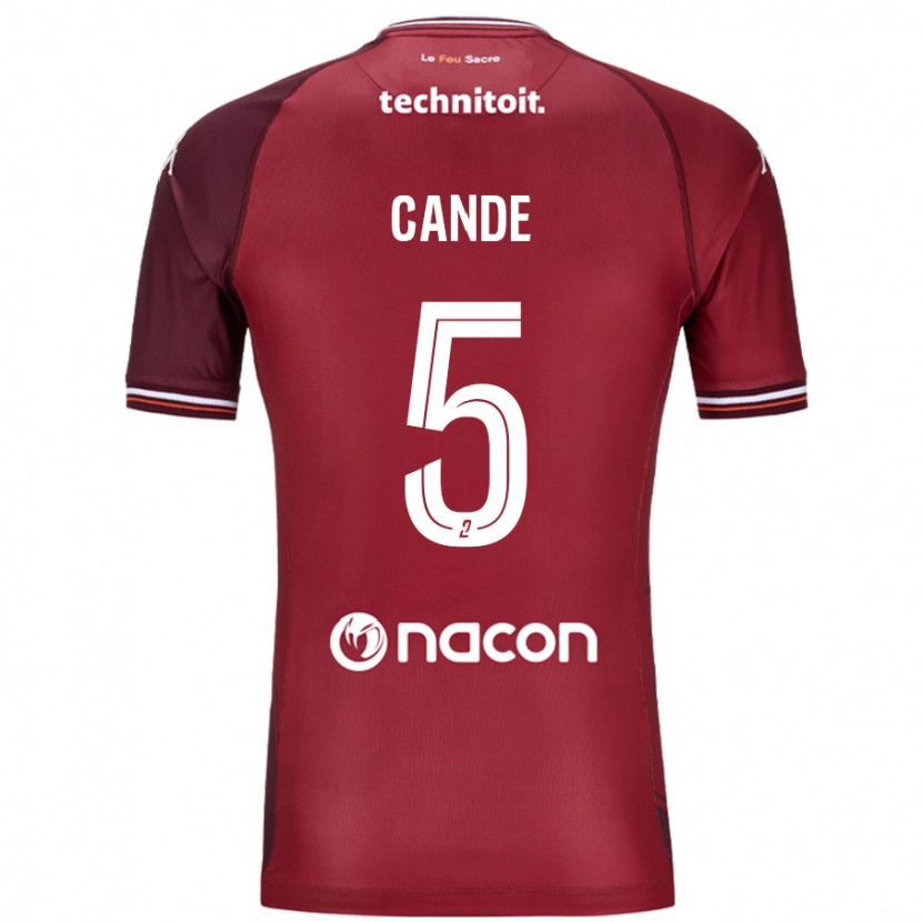 Danxen Børn Fali Candé #5 Rød Granata Hjemmebane Spillertrøjer 2024/25 Trøje T-Shirt