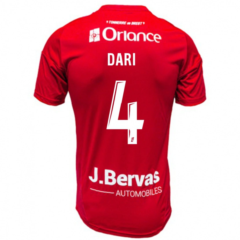 Danxen Børn Achraf Dari #4 Rød Hvid Hjemmebane Spillertrøjer 2024/25 Trøje T-Shirt