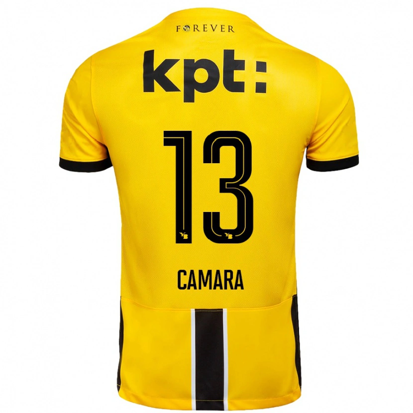 Danxen Børn Mohamed Camara #13 Gul Sort Hjemmebane Spillertrøjer 2024/25 Trøje T-Shirt