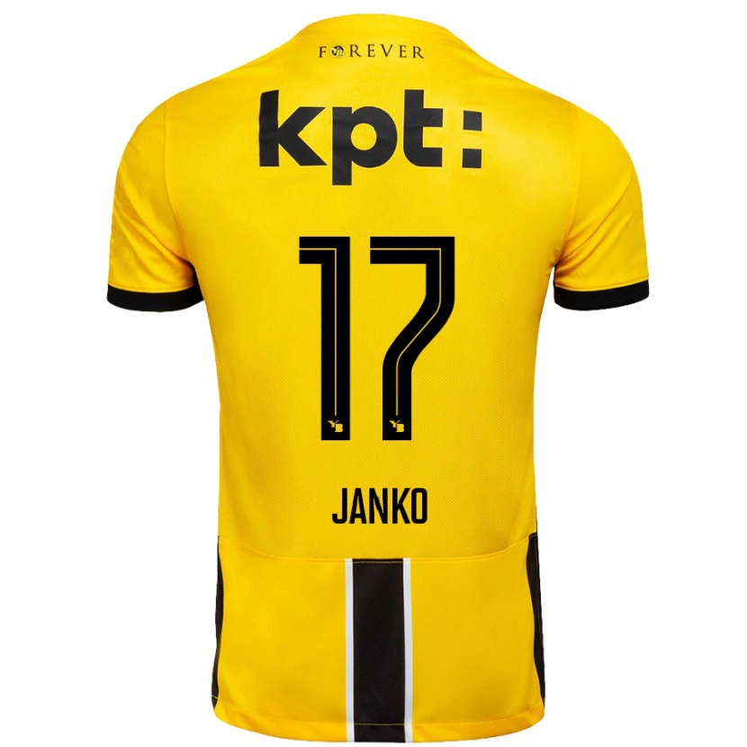 Danxen Børn Saidy Janko #17 Gul Sort Hjemmebane Spillertrøjer 2024/25 Trøje T-Shirt