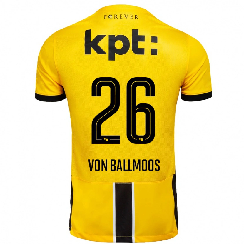 Danxen Børn David Von Ballmoos #26 Gul Sort Hjemmebane Spillertrøjer 2024/25 Trøje T-Shirt