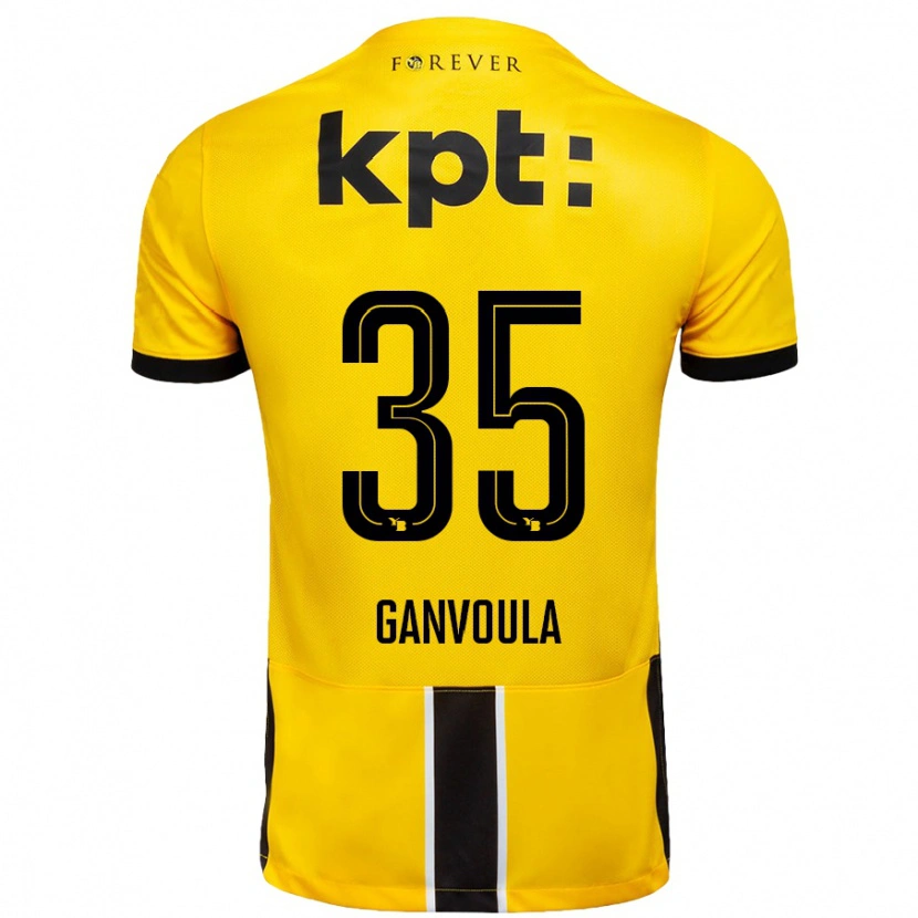 Danxen Børn Silvere Ganvoula #35 Gul Sort Hjemmebane Spillertrøjer 2024/25 Trøje T-Shirt