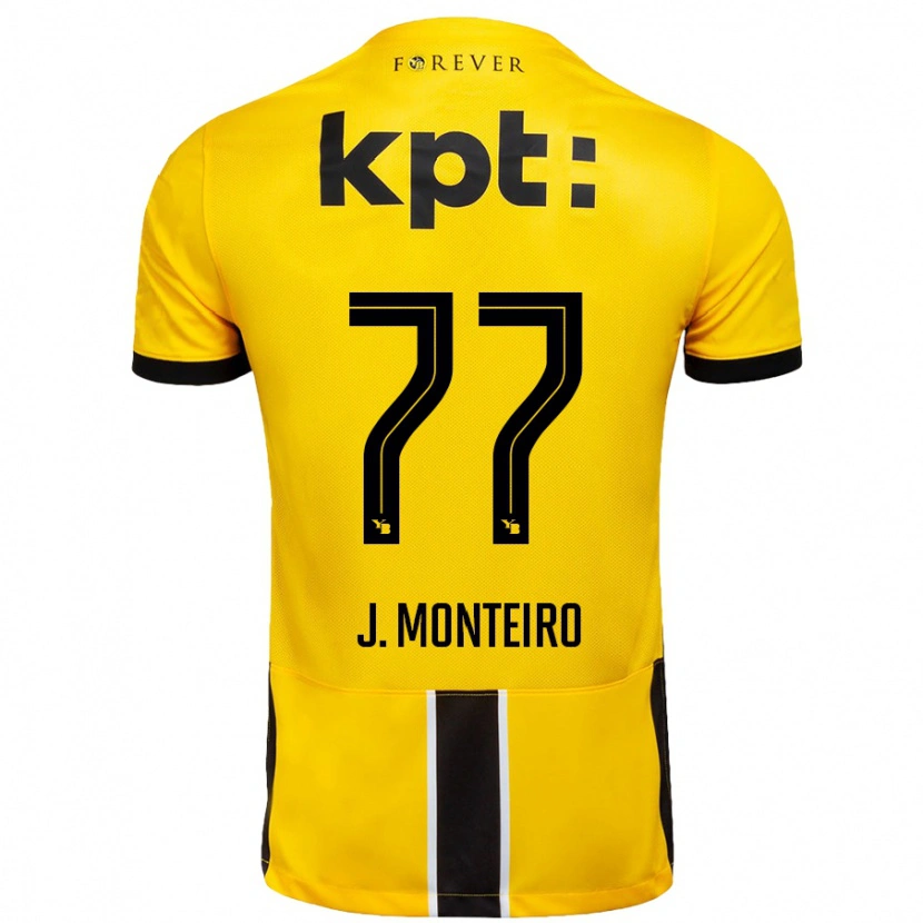 Danxen Børn Joël Monteiro #77 Gul Sort Hjemmebane Spillertrøjer 2024/25 Trøje T-Shirt