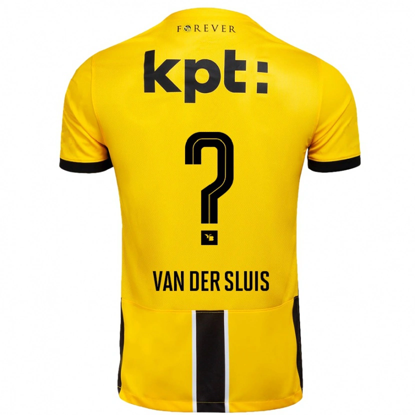 Danxen Børn Gennaro Van Der Sluis #0 Gul Sort Hjemmebane Spillertrøjer 2024/25 Trøje T-Shirt