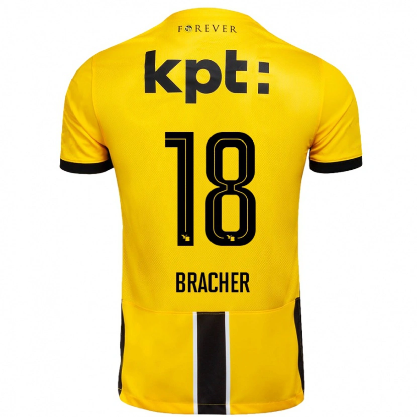 Danxen Børn Jasha Bracher #18 Gul Sort Hjemmebane Spillertrøjer 2024/25 Trøje T-Shirt