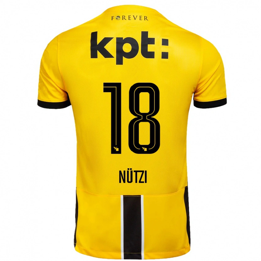 Danxen Børn Timon Nützi #18 Gul Sort Hjemmebane Spillertrøjer 2024/25 Trøje T-Shirt