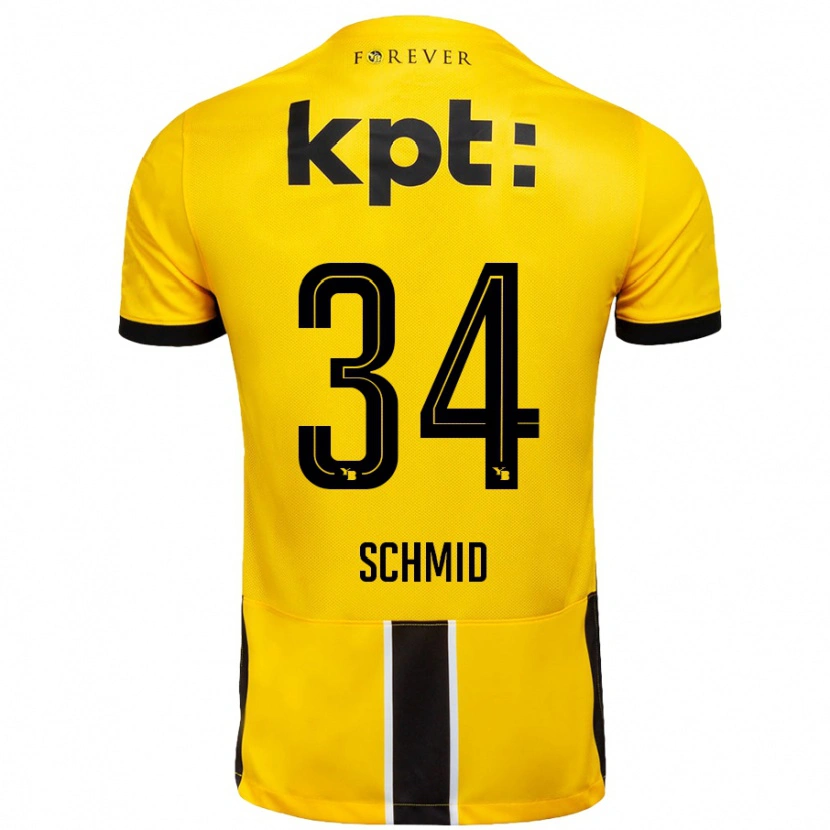 Danxen Børn Céline Schmid #34 Gul Sort Hjemmebane Spillertrøjer 2024/25 Trøje T-Shirt