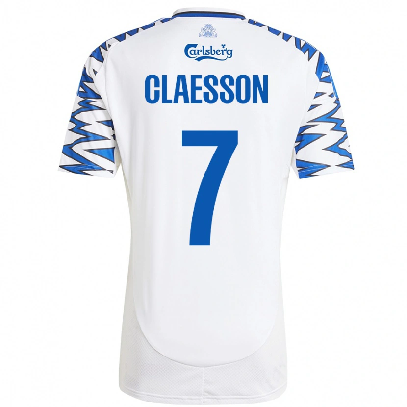 Danxen Børn Viktor Claesson #7 Hvid Himmelblå Hjemmebane Spillertrøjer 2024/25 Trøje T-Shirt