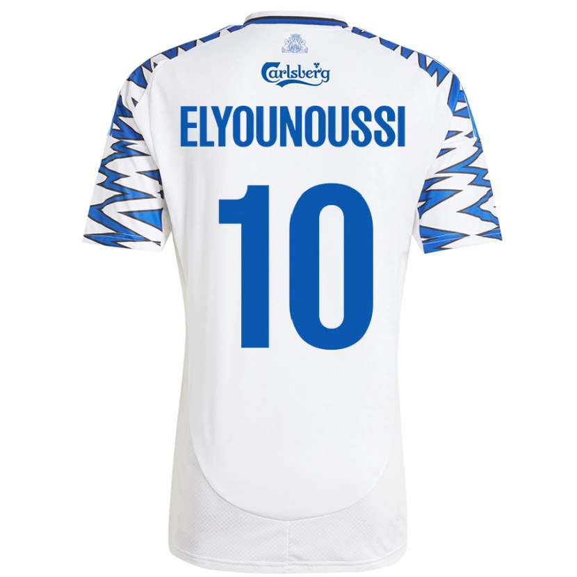 Danxen Børn Mohamed Elyounoussi #10 Hvid Himmelblå Hjemmebane Spillertrøjer 2024/25 Trøje T-Shirt