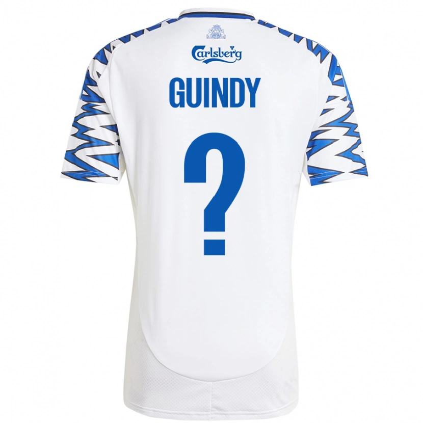 Danxen Børn Eliot Guindy #0 Hvid Himmelblå Hjemmebane Spillertrøjer 2024/25 Trøje T-Shirt