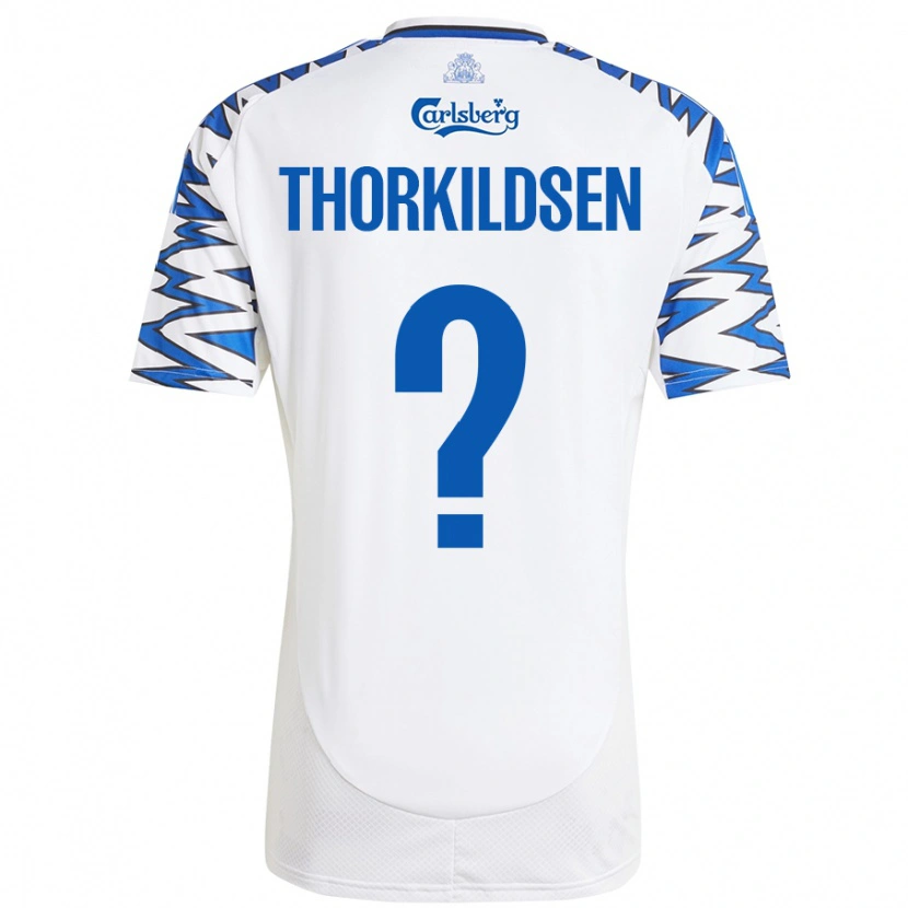 Danxen Børn Elias Thorkildsen #0 Hvid Himmelblå Hjemmebane Spillertrøjer 2024/25 Trøje T-Shirt