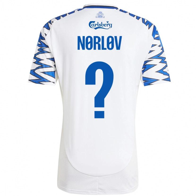 Danxen Børn William Nørløv #0 Hvid Himmelblå Hjemmebane Spillertrøjer 2024/25 Trøje T-Shirt