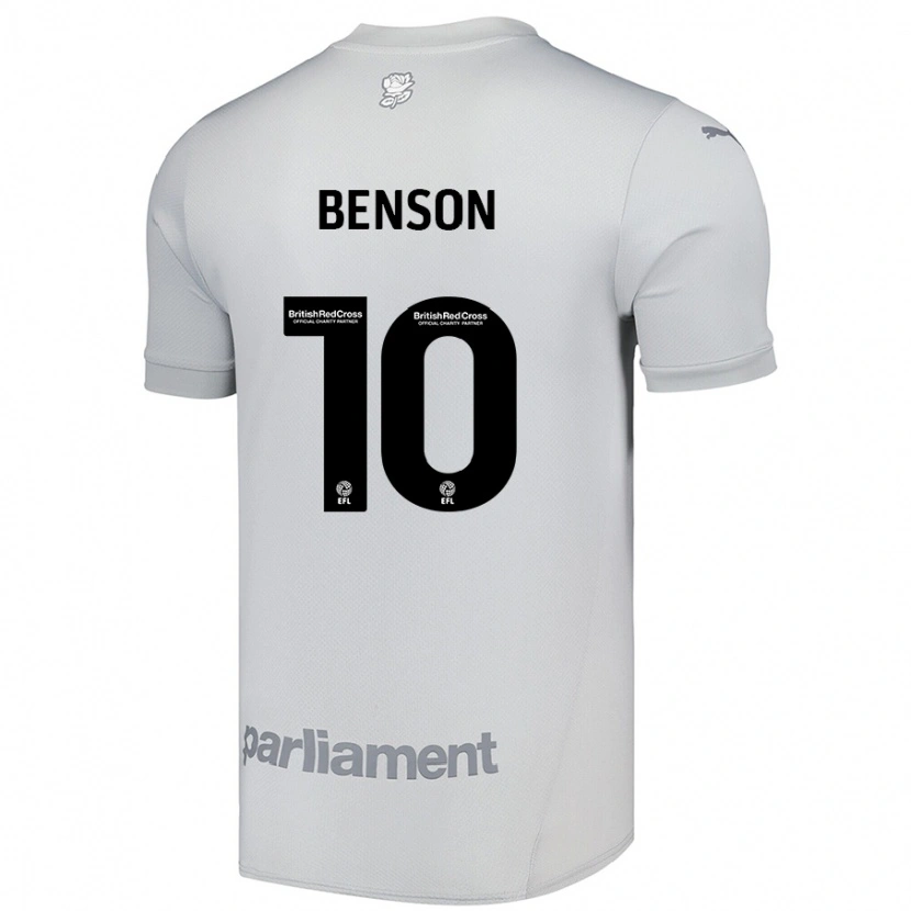 Danxen Børn Josh Benson #10 Sølvgrå Udebane Spillertrøjer 2024/25 Trøje T-Shirt