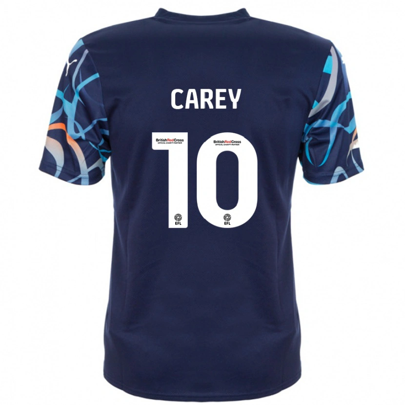 Danxen Børn Sonny Carey #10 Marineblå Udebane Spillertrøjer 2024/25 Trøje T-Shirt