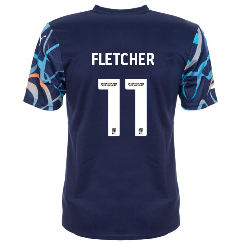 Danxen Børn Ashley Fletcher #11 Marineblå Udebane Spillertrøjer 2024/25 Trøje T-Shirt