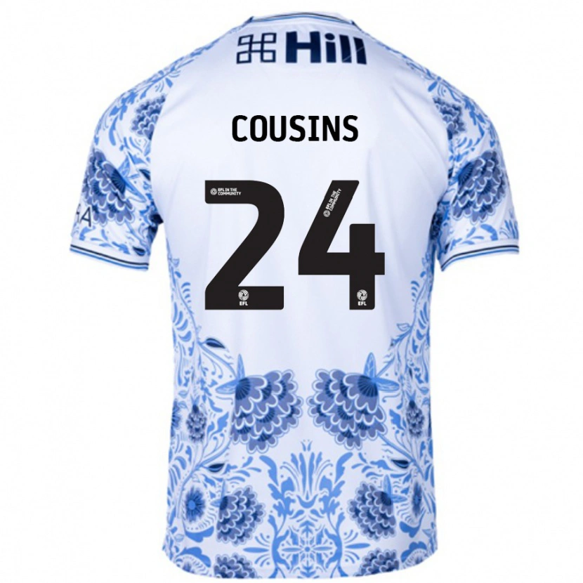 Danxen Børn Jordan Cousins #24 Hvid Blå Udebane Spillertrøjer 2024/25 Trøje T-Shirt