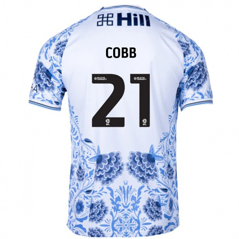 Danxen Børn Serena Cobb #21 Hvid Blå Udebane Spillertrøjer 2024/25 Trøje T-Shirt