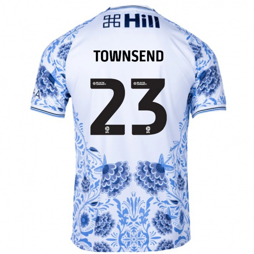 Danxen Børn Eleanor Townsend #23 Hvid Blå Udebane Spillertrøjer 2024/25 Trøje T-Shirt