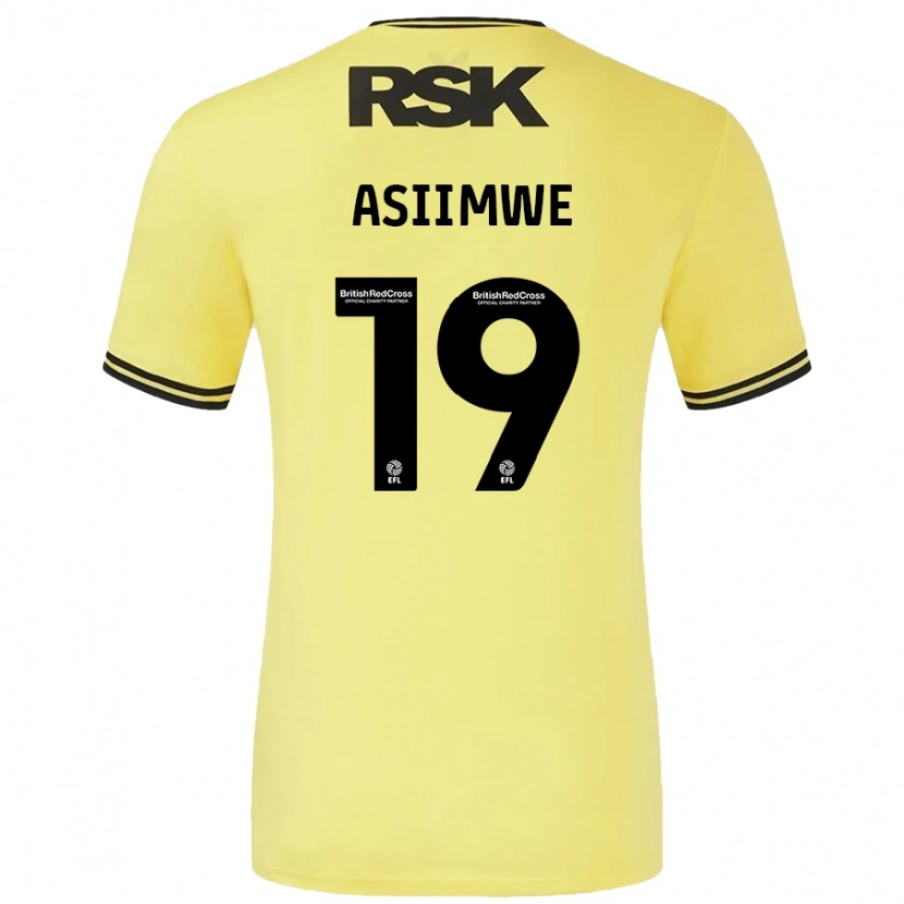 Danxen Børn Nathan Asiimwe #19 Gul Sort Udebane Spillertrøjer 2024/25 Trøje T-Shirt
