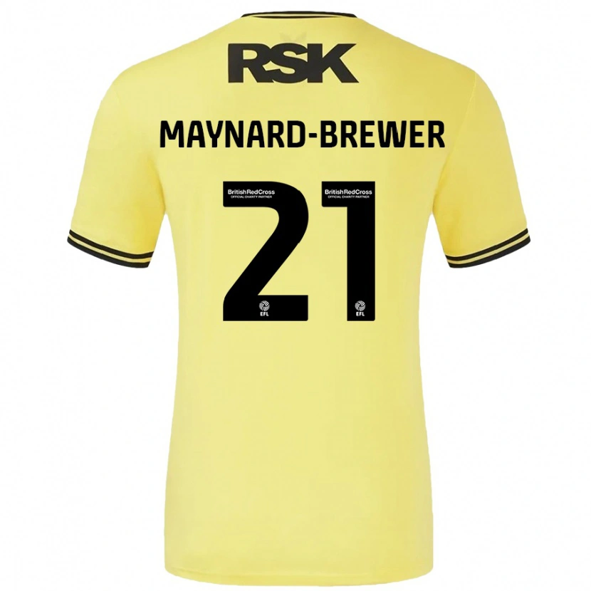 Danxen Børn Ashley Maynard-Brewer #21 Gul Sort Udebane Spillertrøjer 2024/25 Trøje T-Shirt